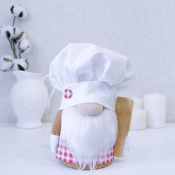 Chef cook gnome for home tiered tray kitchen decoration. Mom gift