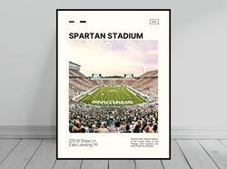 Spartan Stadium Michigan State Spartans Poster NCAA Stadium Poster Oil Painting Modern Art Travel Art