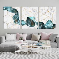 Grey fluid framed art print Geometric wall art set Living room green set of 3 canvas Abstract 3 piece wall decor Bedroom