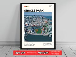 Oracle Park San Francisco Giants Poster Ballpark Art MLB Stadium Poster Oil Painting Modern Art Travel Art