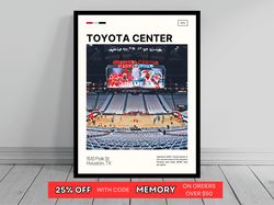 Toyota Center Houston Rockets Poster NBA Art NBA Arena Poster Oil Painting Modern Art Travel Art