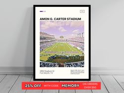 Amon G Carter Stadium Print  TCU Horned Frogs Poster  NCAA Stadium Poster   Oil Painting  Modern Art   Travel Art Print