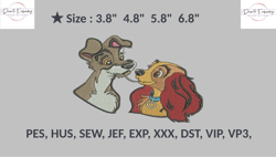 Lady And Tramp Embroidery File , Machine Embroidery