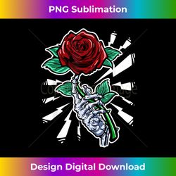 Tattoo Skeleton Hand Red Rose Flower - Innovative PNG Sublimation Design - Reimagine Your Sublimation Pieces