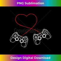 Womens Video Gamer Valentines Day Gaming Gamepad Heart Cable V-Neck - Timeless PNG Sublimation Download - Animate Your Creative Concepts