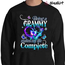 new butterfly thinking about my grandchildren always makes me smile t-shirt - olashirt