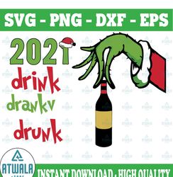 2021 Drink Drank Drunk funny Grinch xmas PNG, Christmas 2021 png, Quarantined Christmas, Xmas 2021 sublimation, Grinch,