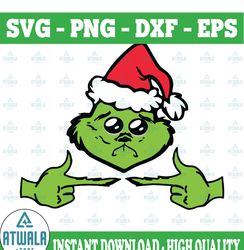 Grinch Two Fingers Touching, Christmas SVG PNG DXF jpg dxf  Digital Download
