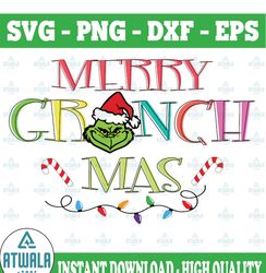 Merry Grinchmas, Christmas SVG PNG DXF jpg dxf  Digital Download