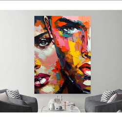Woman Faces Art Canvas Wall Art Pop Art Modern Picture Living Room Office