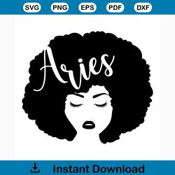 Aries svg free, zodiac sign svg, horoscope svg, instant download, silhouette cameo, shirt design, afro woman svg, free v