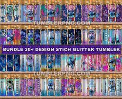 Bundle 30  Design Stich Glitter Tumbler, Tumbler Bundle Design, Sublimation Tumbler Bundle, 20oz Skinny Tumbler 07