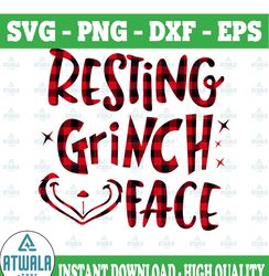 Resting Grinch Face SVG / Christmas svg / Holiday SVG / xmas svg- Cutting files for Silhouette & Cricut svg/dxf/ai/ eps/