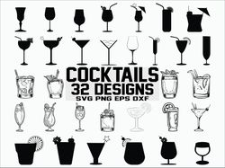 cocktails svg, cocktail party svg, cocktail clipart, silhouette