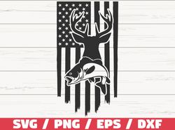 Deer Hunt Flag SVG, Fishing Usa Flag SVG, Distressed American Flag SVG, Cut File