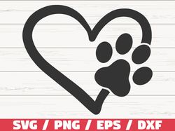 Dog Paw Heart SVG, Cut File, Cricut, Commercial use
