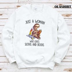 Sloth Just A Woman Who Love Sloths And Book Shirt - Olashirt