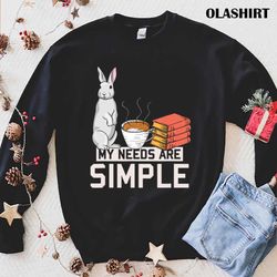 Cute Bunny Women Girls Coffee Book Lover Rabbit Tshirt - Olashirt