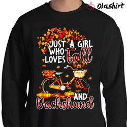 Just A Girl Who Loves Fall Dachshund Thanksgiving Dog Bicycle Plaid T-shirt - Olashirt