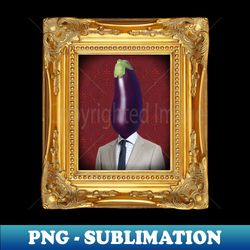 Aubergine Man in Vintage Frame - PNG Sublimation Digital Download - Vibrant and Eye-Catching Typography