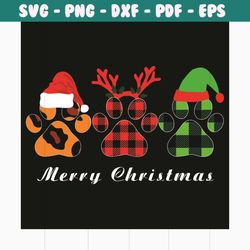 Paw Dogs Merry Christmas Svg, Christmas Svg, Paw Dogs Christmas Svg, Santa Hat Svg, Reindeer Svg, Elf Hat Svg, Christmas