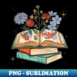 Cute Book And Wildflowers Lovers Gift - Trendy Sublimation Digital Download - Instantly Transform Your Sublimation Projects