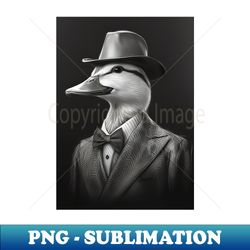 duck in suit and hat - decorative sublimation png file - unleash your creativity