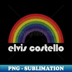 Elvis Costello  Vintage Rainbow Design  Fan Art Design - PNG Sublimation Digital Download - Unleash Your Creativity