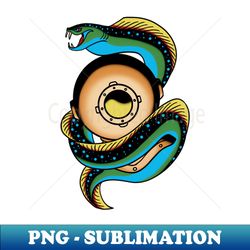 Moray eel and the diver - Decorative Sublimation PNG File - Perfect for Creative Projects