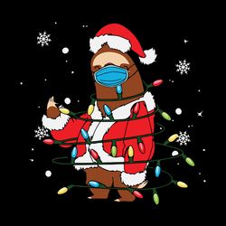 Sloth Face Mask Christmas Quarantine Tree Lights Svg, Christmas Svg file, Logo Christmas Svg, Instant download