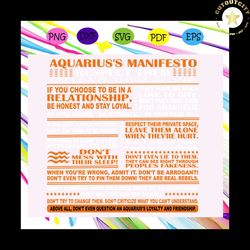Aquarius's manifesto respect them, birthday svg, birthday gift, birthday anniversary, birthday party, birthday gift idea