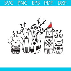 Vintage Christmas Reindeer Dogs SVG Cutting Digital File