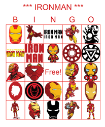 Ironman Bingo Game, Cards Printable,Party Game,100 unique bingo cards,digital download Pdf