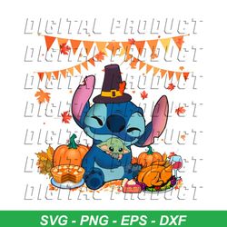 Stitch and Yoda Thanksgiving Pumpkin PNG Download