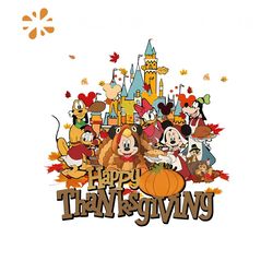 Vintage Mickey And Friends Happy Thanksgiving PNG File