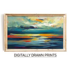 Abstract Samsung Frame TV Art, Art For Frame Tv, Spring Abstract Oil Painting, Beach Art for Frame TV, Digital Download.