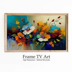 Abstract Samsung Frame TV Art, Flower Art For Frame Tv, Spring Abstract Oil Painting, Digital Download.jpg