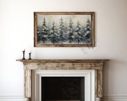 Christmas Samsung Frame TV Artwork, Neutral Winter Pines , Pine Tree Forest, Farmhouse Christmas, Winter TV Art, Instant