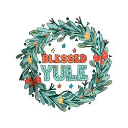 Vintage Blessed Yule Christmas Wreath SVG Cricut File