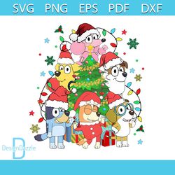Bluey Characters Merry Christmas PNG Sublimation File