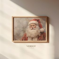Vintage Santa Claus Print, Christmas Printable Wall Art, Rustic Painting Holiday Decor, Festive Winter Print  SKU2307.jp