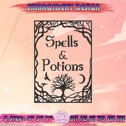 Spells And Potions Embroidery Design, Witch Embroidery, Gothic Embroidery, Halloween Embroidery, Machine Embroidery Designs