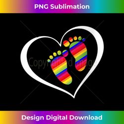 womens lgbt pregnancy announcement rainbow heart baby feet v-neck - vibrant sublimation digital download - immerse in creativity with every design