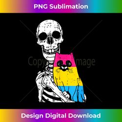 Skeleton Holding A Cat Pansexual LGBT-Q Pride Rainbow Kitte - Chic Sublimation Digital Download - Elevate Your Style with Intricate Details