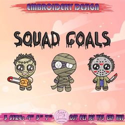 Squad Gouals Embroidery Design, Chibi Horror Characters Embroidery, Movie Halloween Embroidery, Machine Embroidery Designs