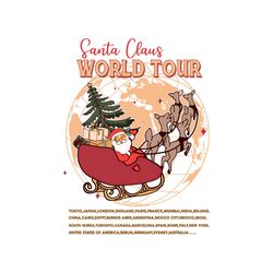 Vintage Santa Claus World Tour PNG Sublimation Design