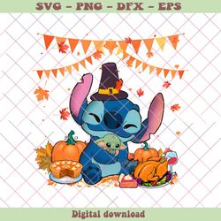 Stitch and Yoda Thanksgiving Pumpkin PNG Download