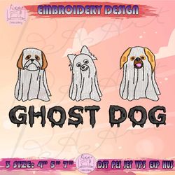 Ghost Dog Embroidery Design, Spooky Vibes Embroidery, Spooky Season Embroidery, Halloween Embroidery, Machine Embroidery Designs