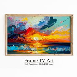 Abstract Samsung Frame TV Art, Art For Frame Tv, Summer Abstract Oil Painting, Digital Download.jpg