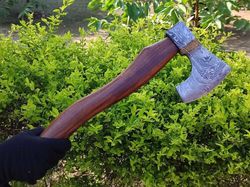 Custom Hand Forged Damascus Axe/HATCHET/Axe With Walnut Wood